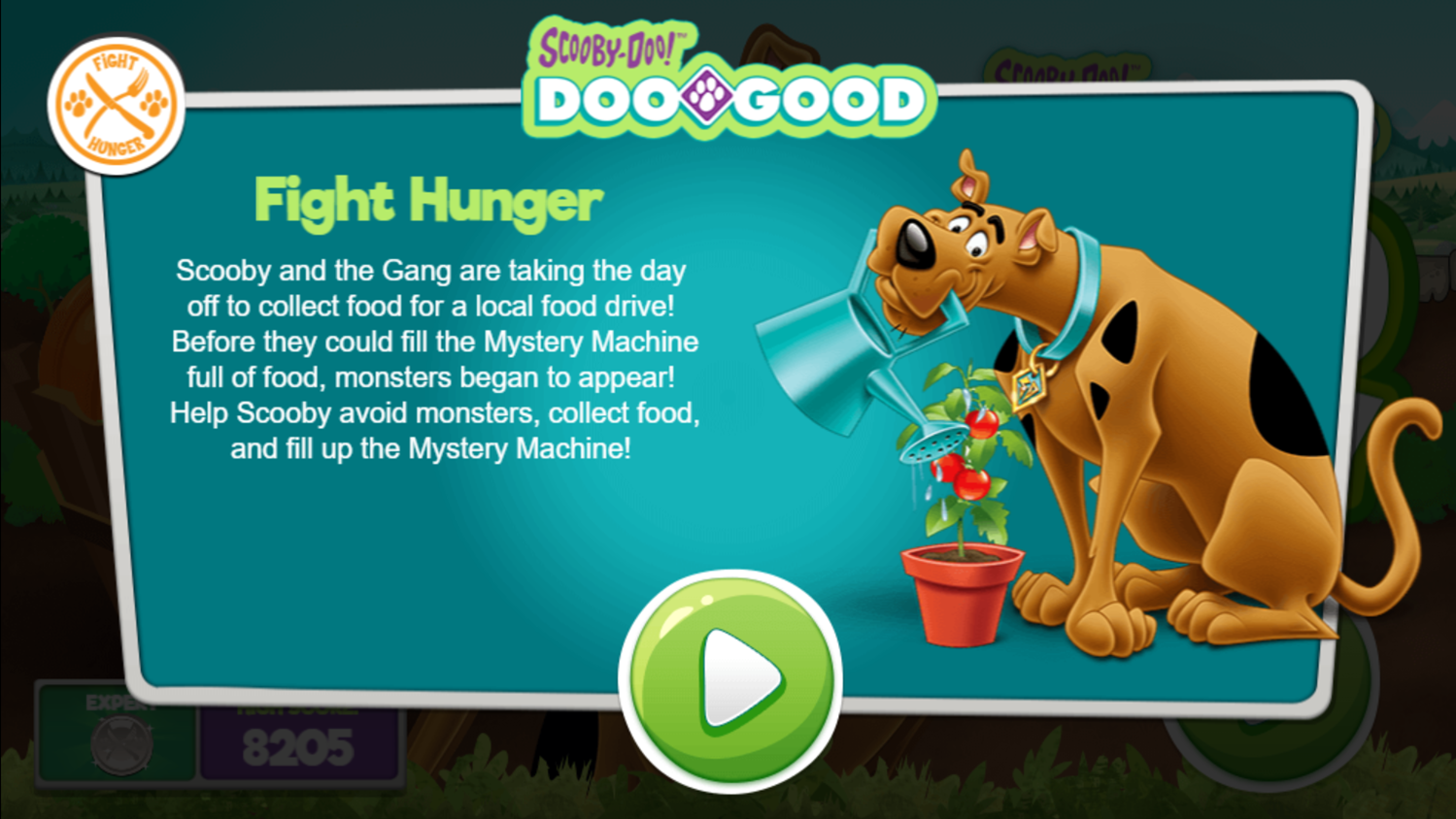 Scooby Doo Do Good Food Frenzy Game Goals Screen Screenshot.