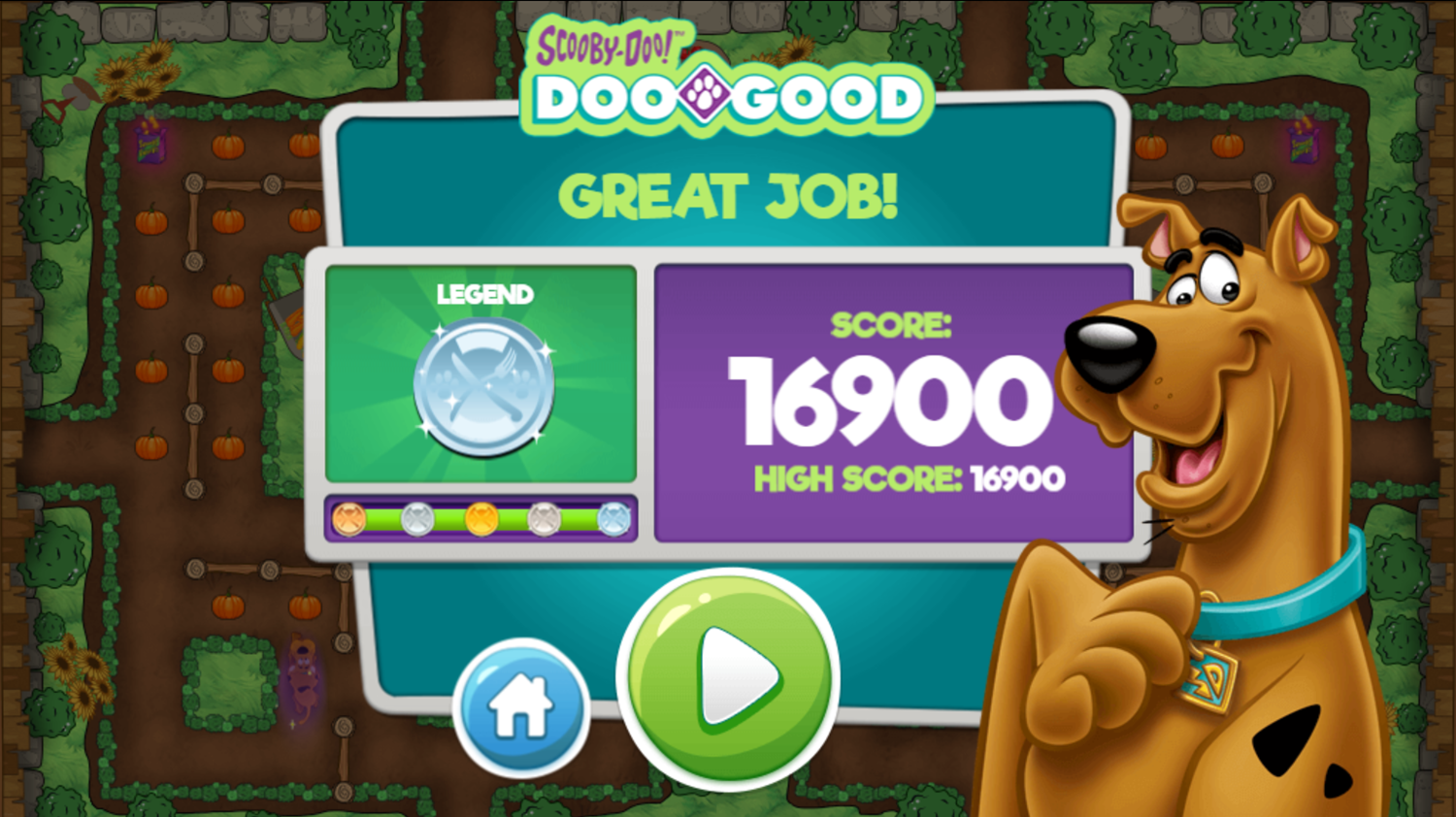 Scooby Doo Do Good Food Frenzy Game Over Screenshot.