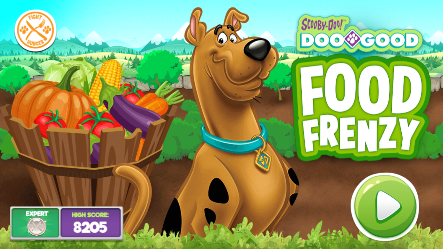 Scooby Doo Do Good Food Frenzy Game Welcome Screen Screenshot.