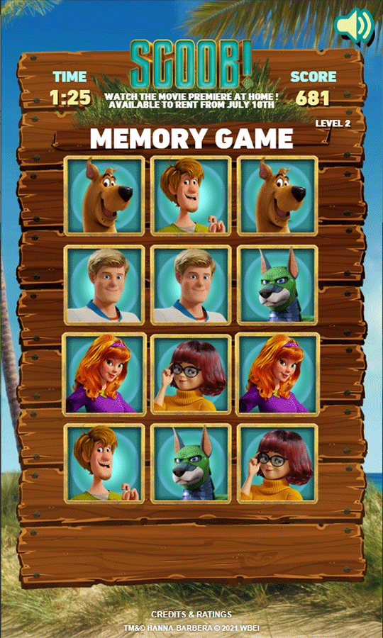 Scooby Doo Scoob Memory Game Complete Screenshot.