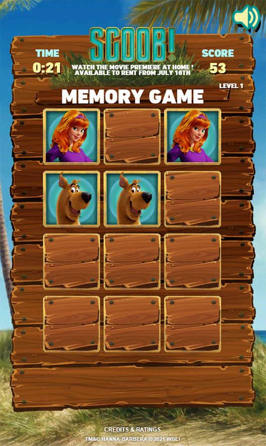 Scooby Doo Scoob Memory Game Play Screenshot.