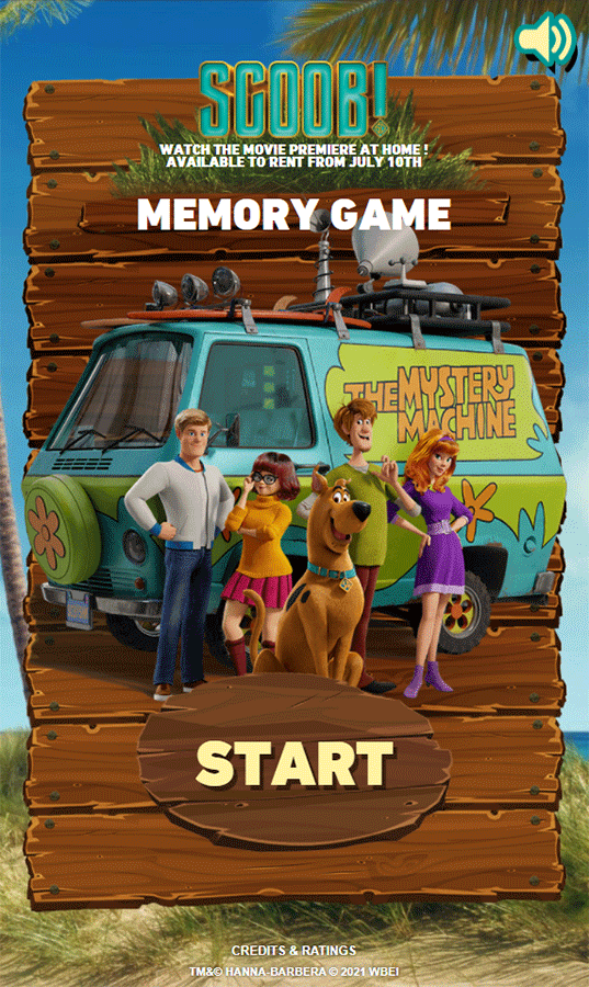 Scooby Doo Scoob Memory Game Welcome Screen Screenshot.