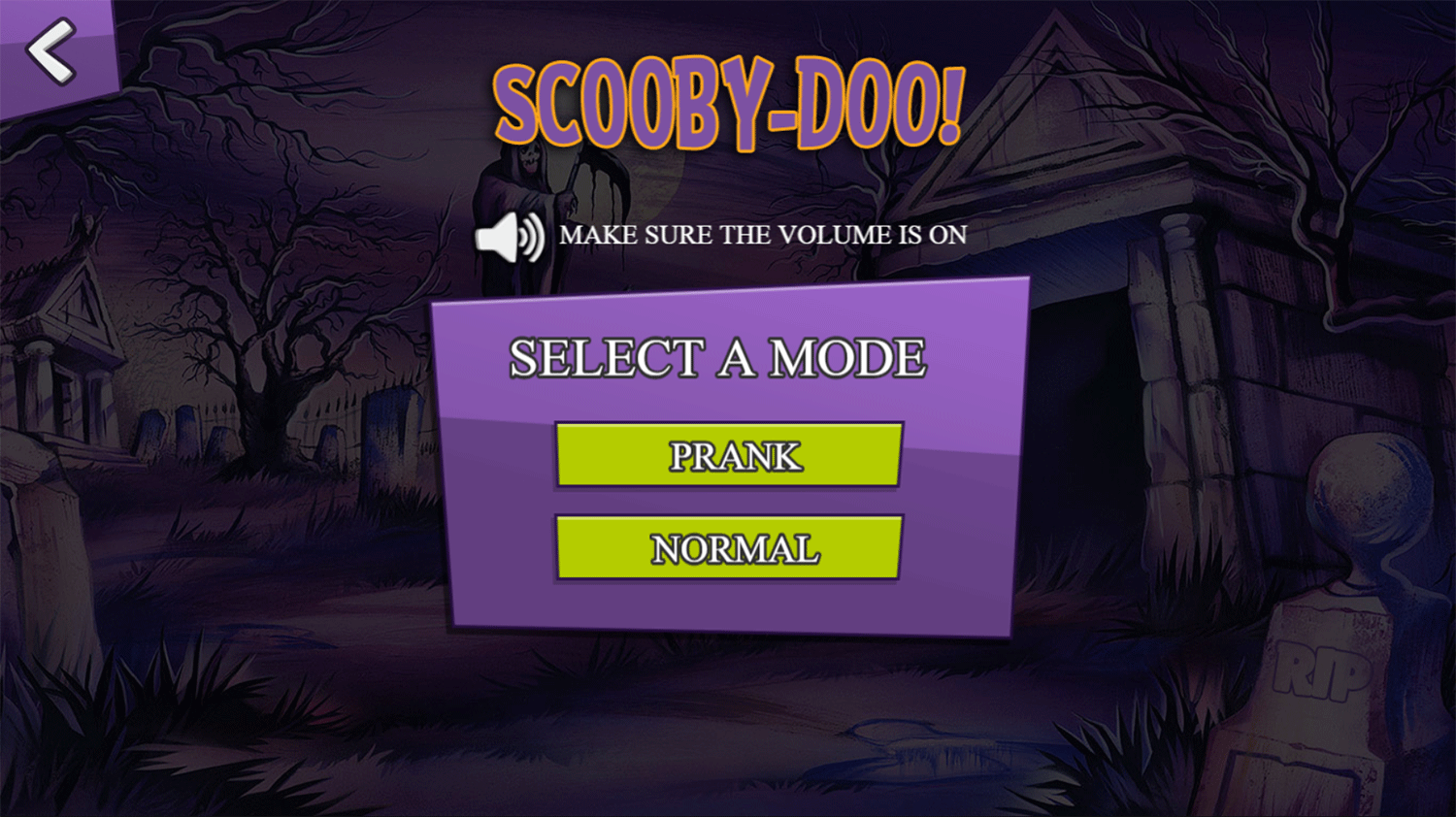 Scooby Doo Search N Scare Mode Select Screenshot.