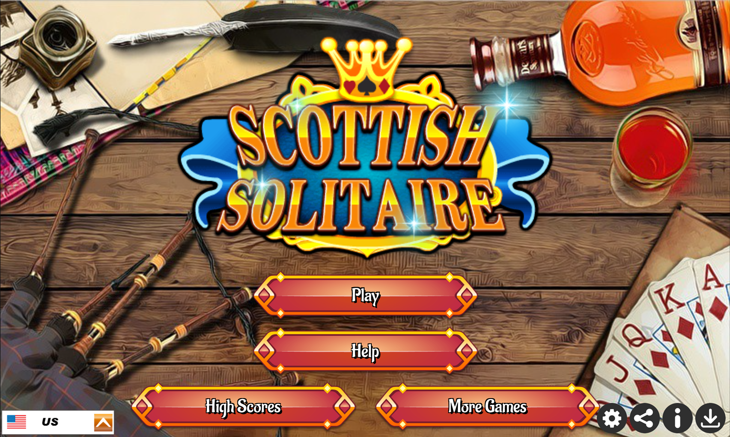 Scottish Solitaire Game Welcome Screen Screenshot.