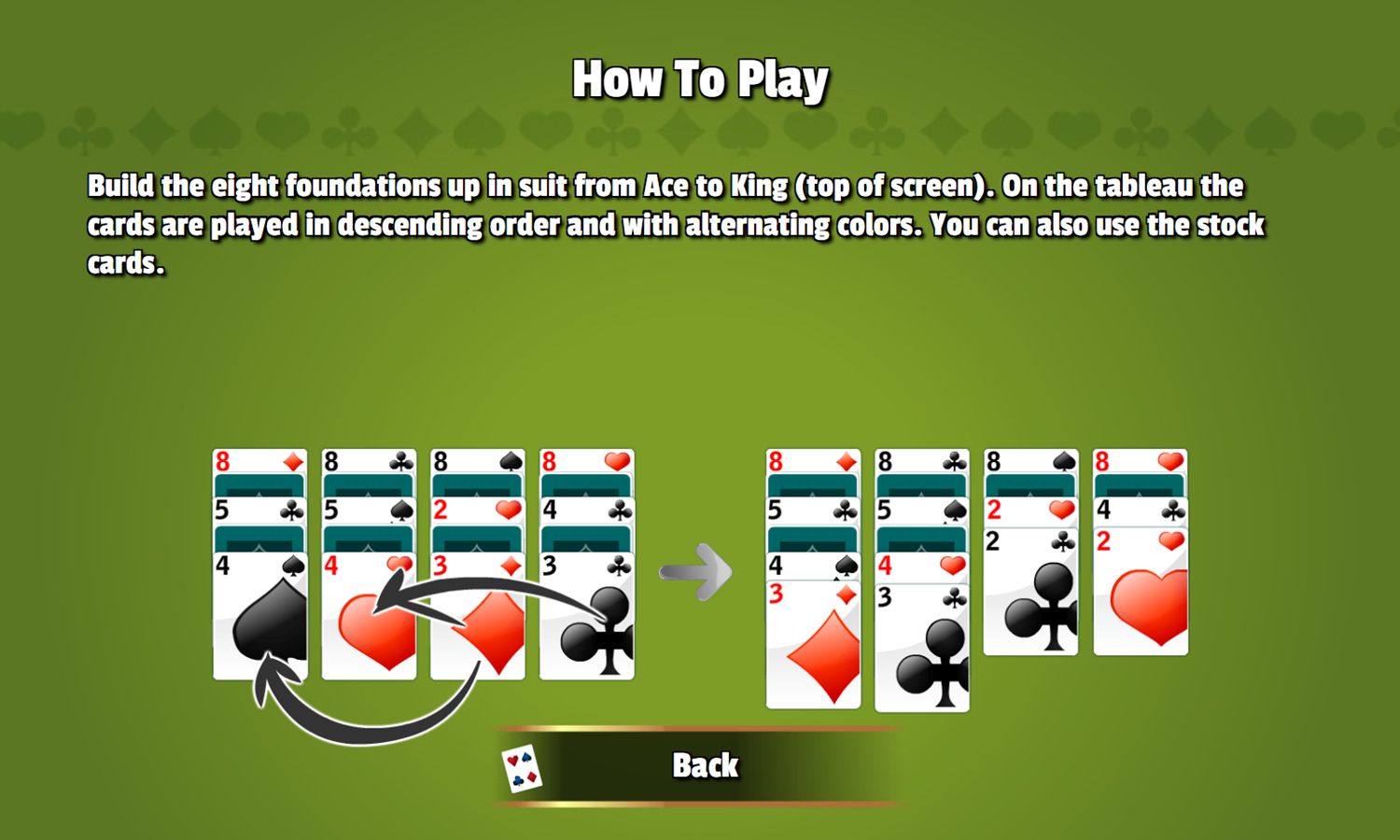 Secret Double Klondike Game How To Play Screenshot.