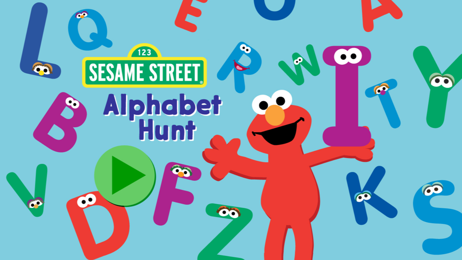 Sesame Street Alphabet Hunt Game Welcome Screen Screenshot.