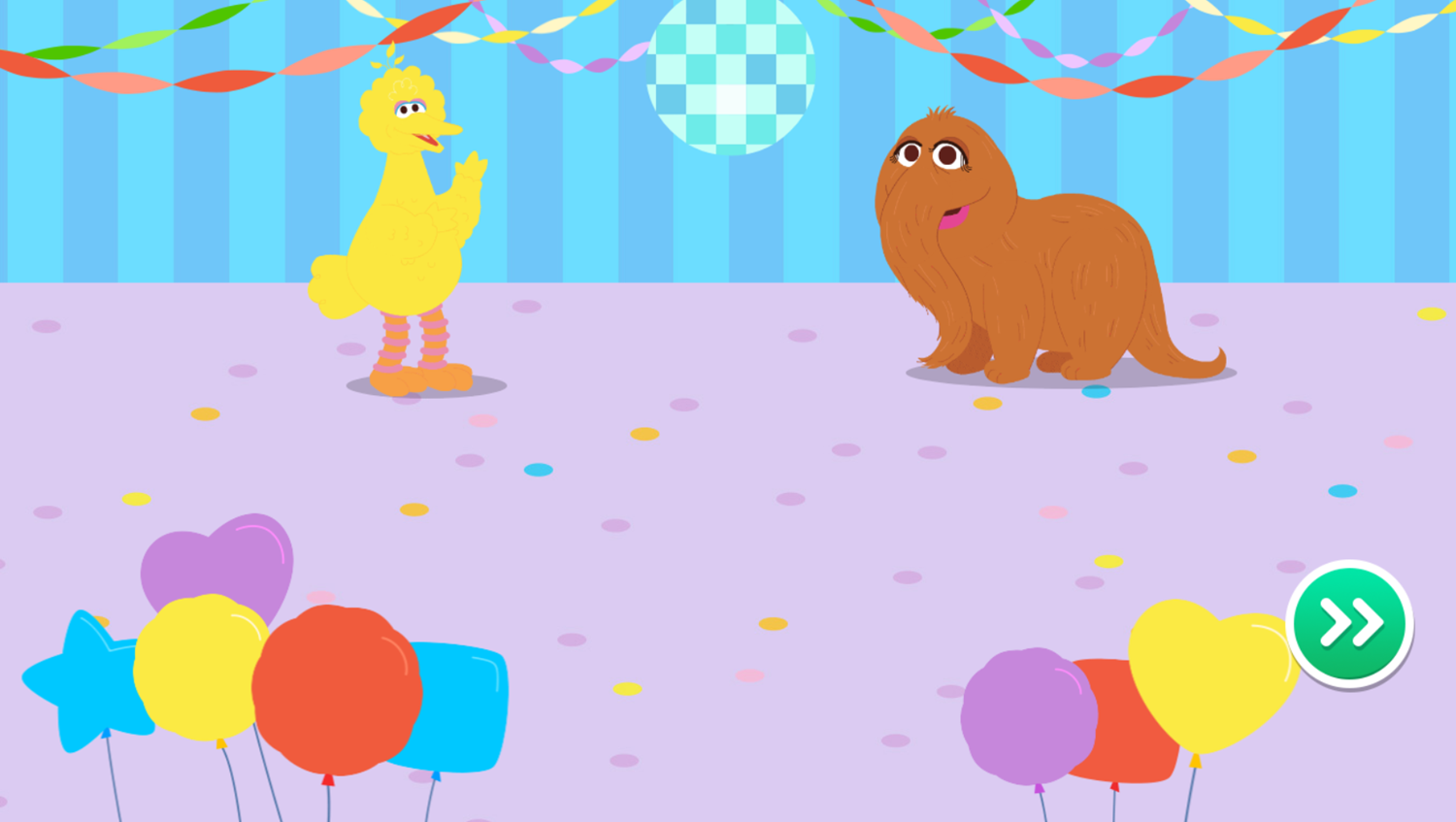 Sesame Street Big Bird and Snuffy's Letter Dance Party Game Start Screenshot.