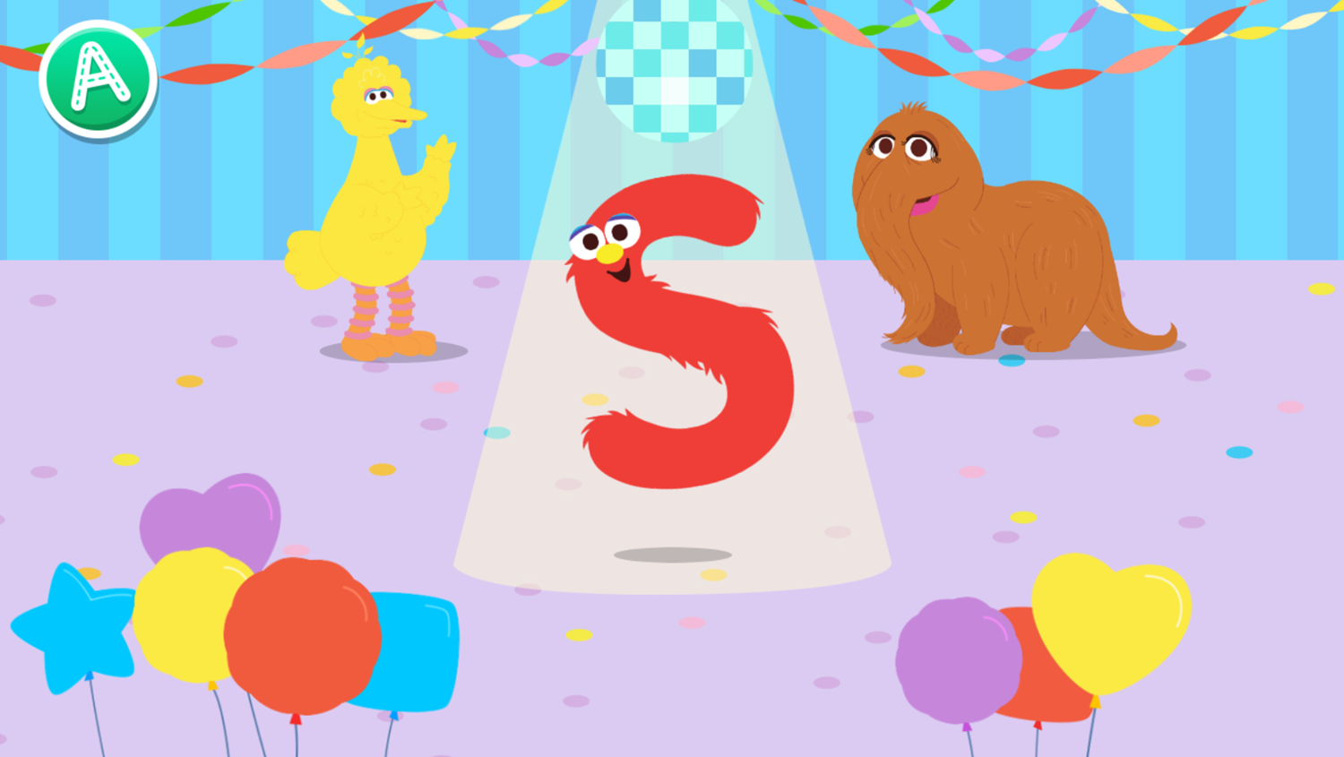 Sesame Street Big Bird and Snuffy's Letter Dance Party Game Letter Celebration Screenshot.
