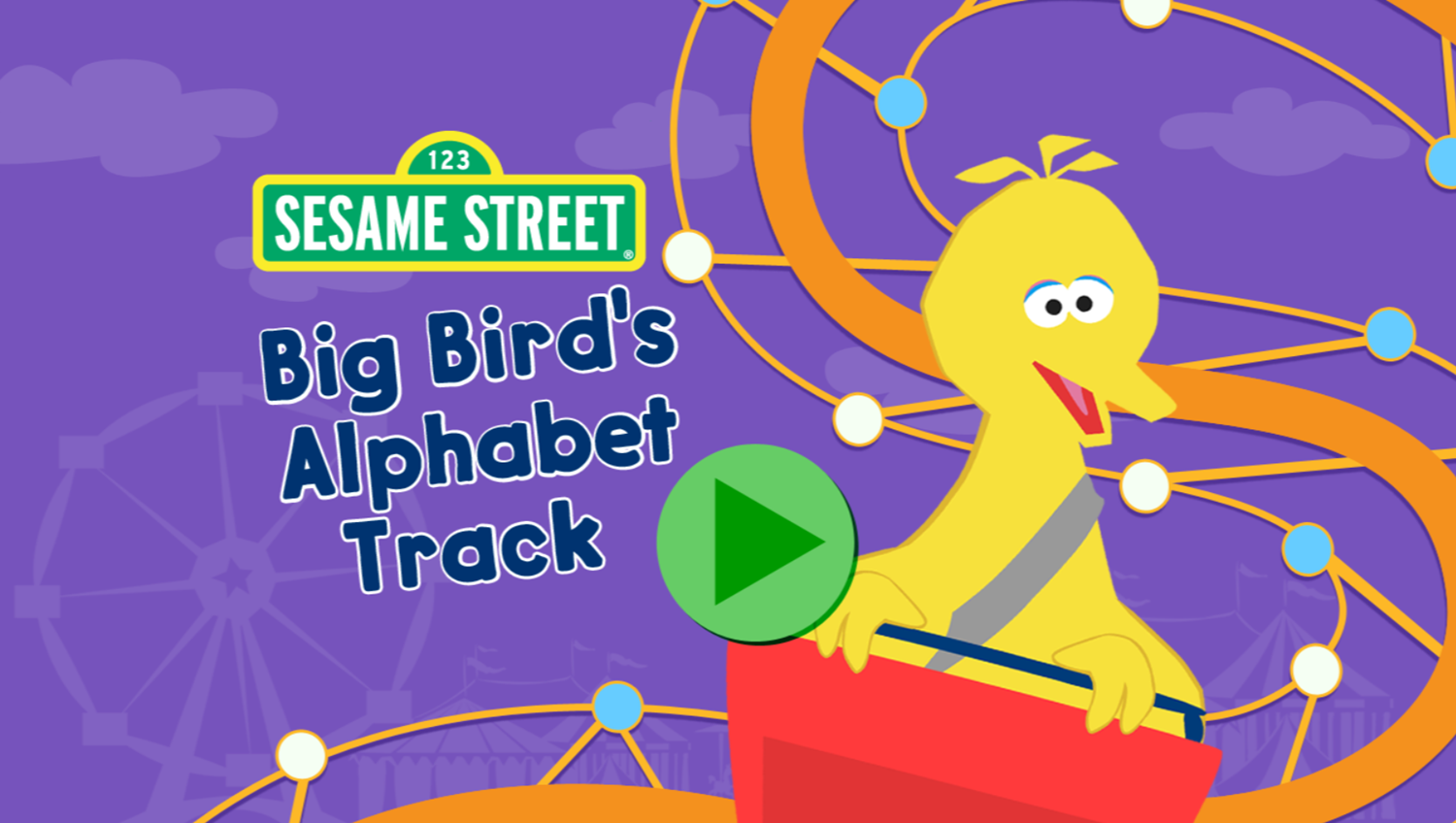 Sesame Street Big Bird's Alphabet Track Game Welcome Screen Screenshot.