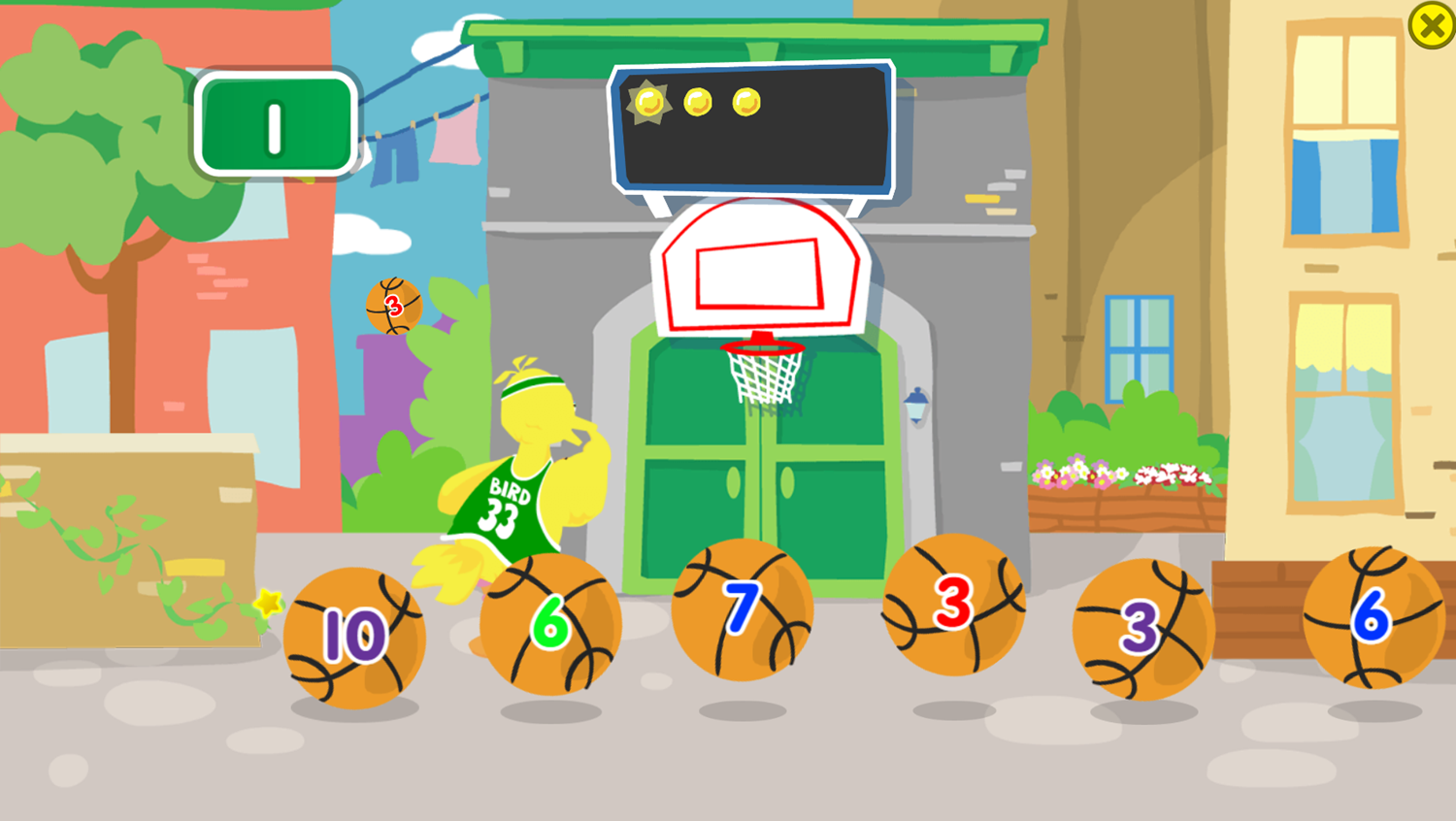 Sesame Street Big Bird's Basketball Game Play Screenshot.