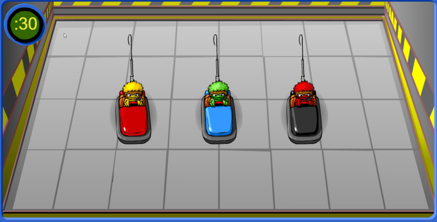 Sesame Street Bumper Cars Game Start Screenshot.