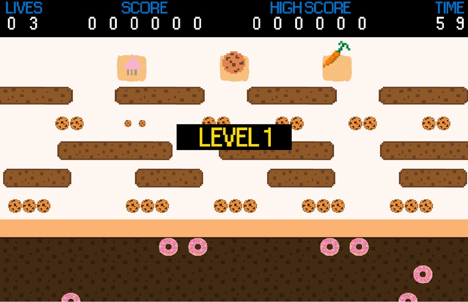 Sesame Street Cookie Monster Hop Game Level 1 Screenshot.