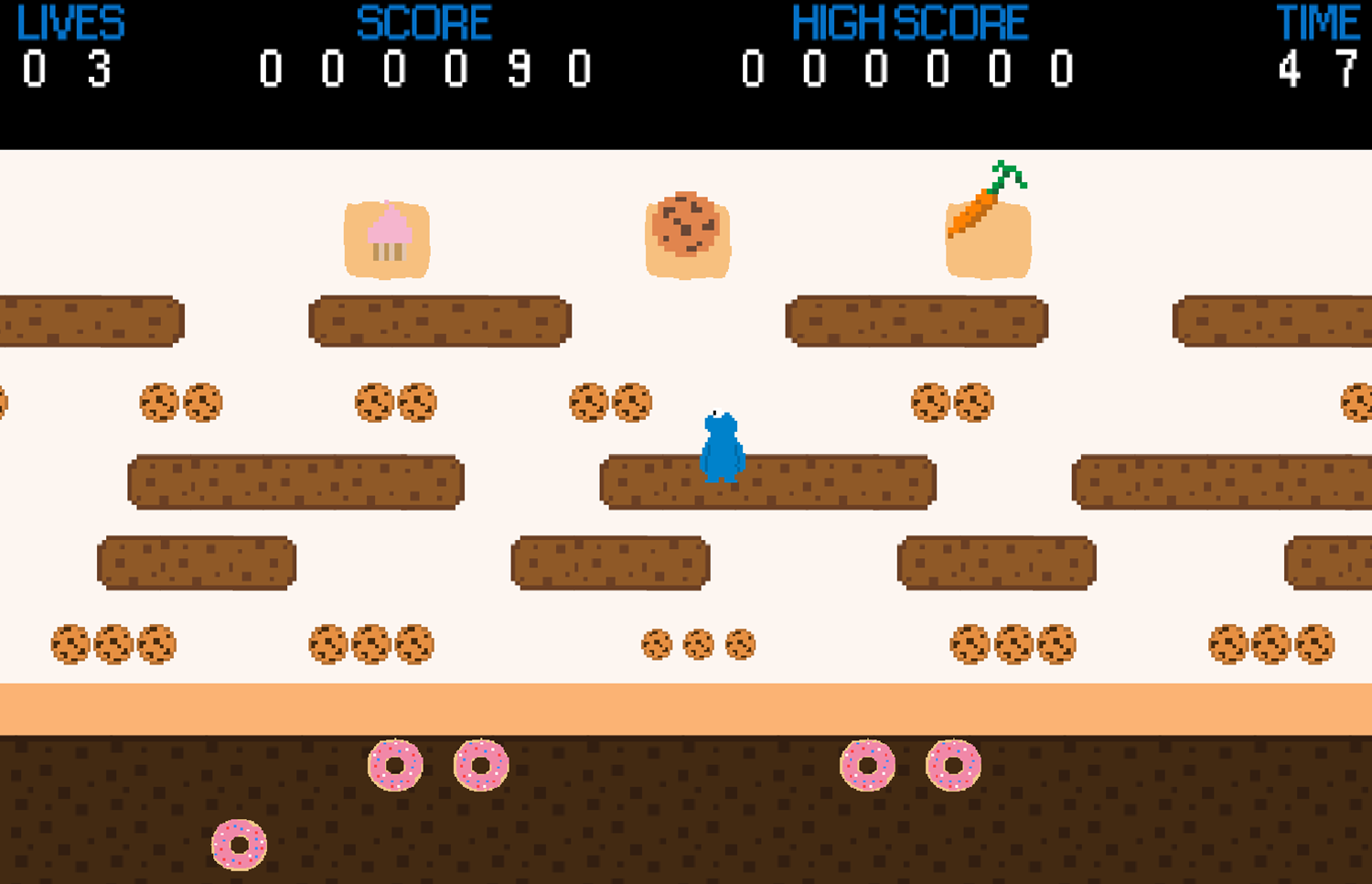 Sesame Street Cookie Monster Hop Game Level Play Screenshot.