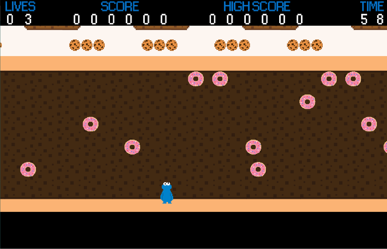 Sesame Street Cookie Monster Hop Game Level Start Screenshot.