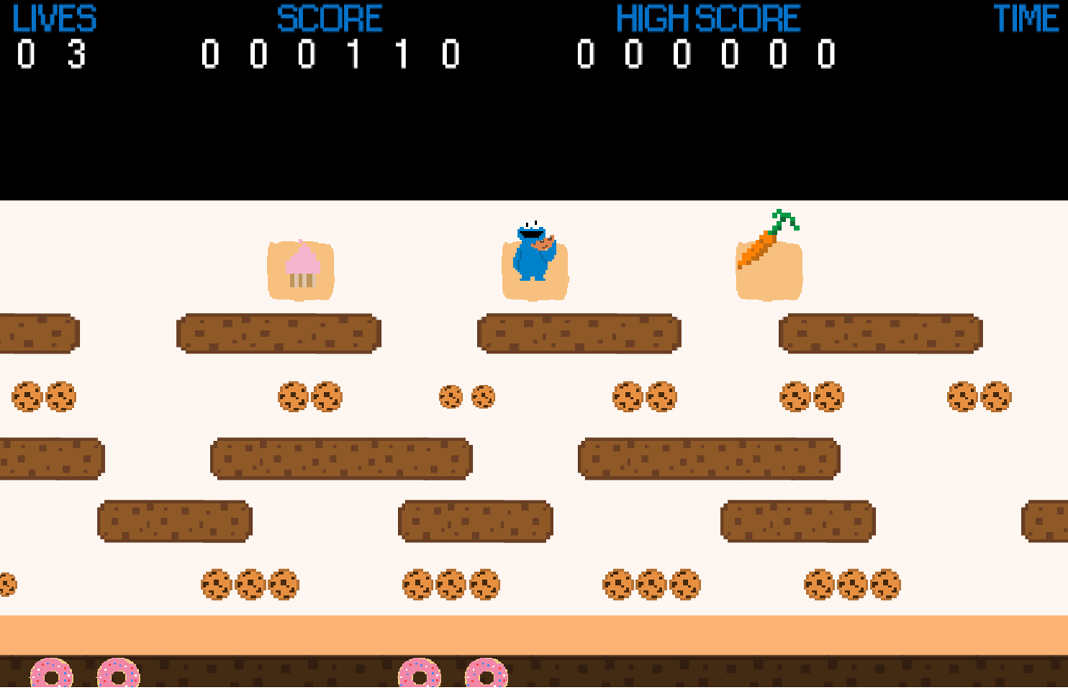 Sesame Street Cookie Monster Hop Game Reach Food Screenshot.