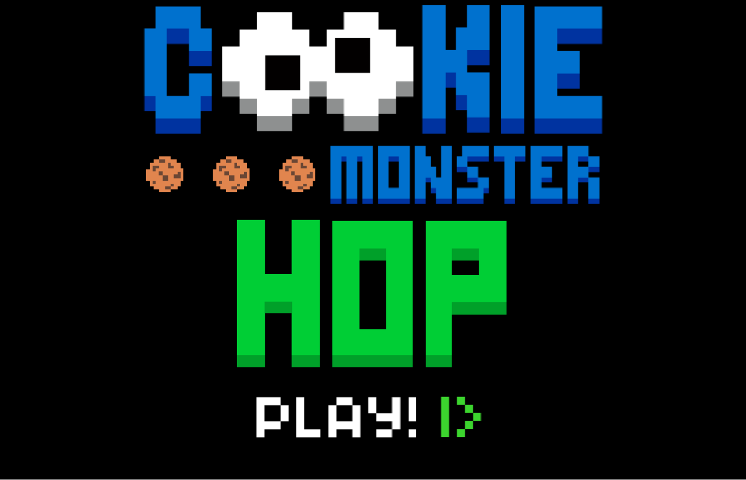 Sesame Street Cookie Monster Hop Game Welcome Screen Screenshot.