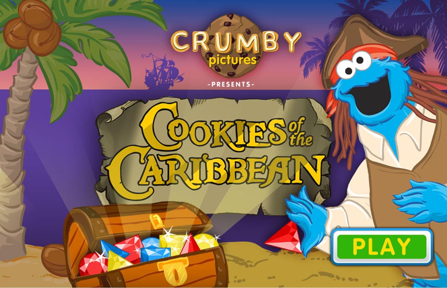 Sesame Street Cookies of the Caribbean Game Welcome Screen Screenshot.