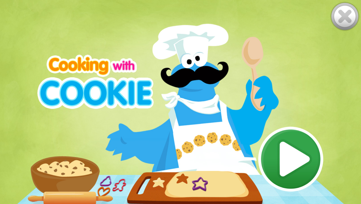 Sesame Street Cooking With Cookie Game Welcome Screen Screenshot.