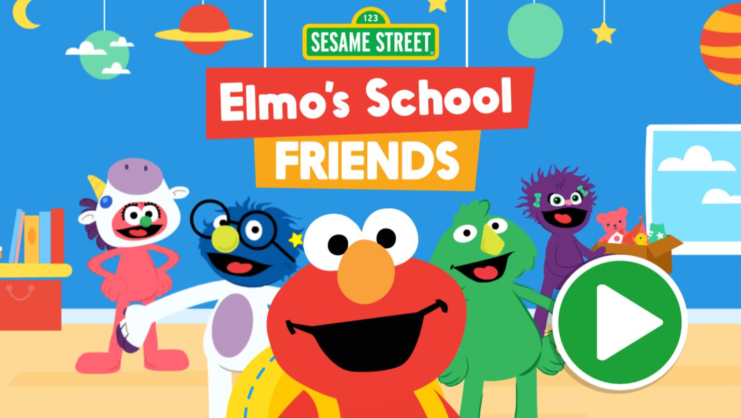 Sesame Street Elmo's School Friends Game Welcome Screen Screenshot.