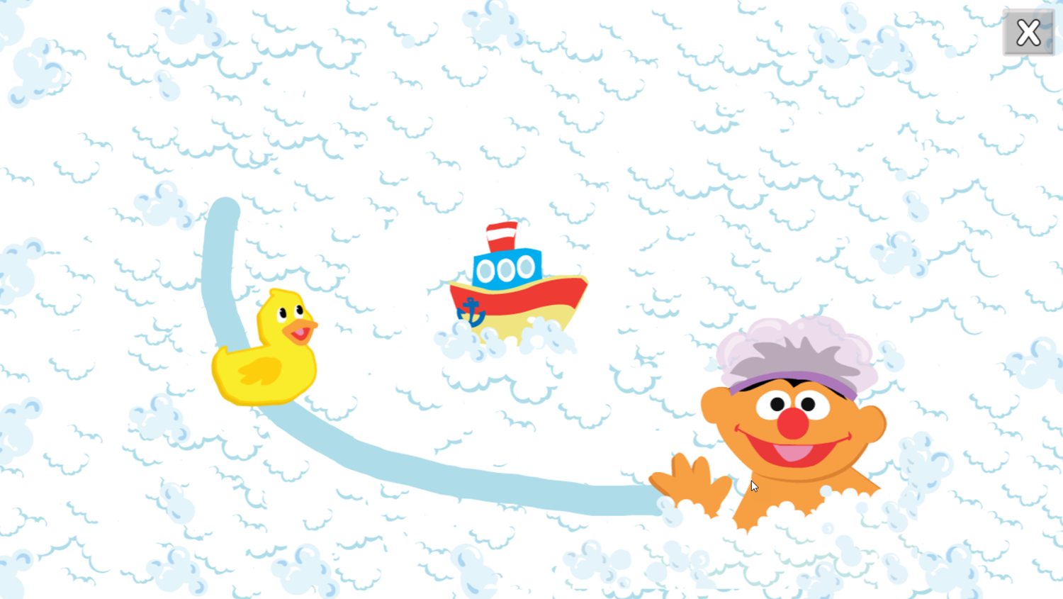 Sesame Street Ernie's Bathtime Fun Game Level Play Screenshot.