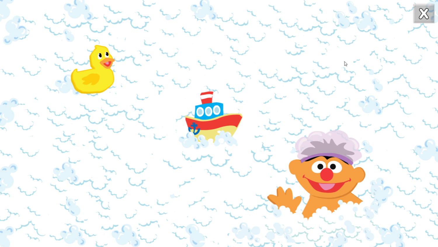 Sesame Street Ernie's Bathtime Fun Game Level Start Screenshot.