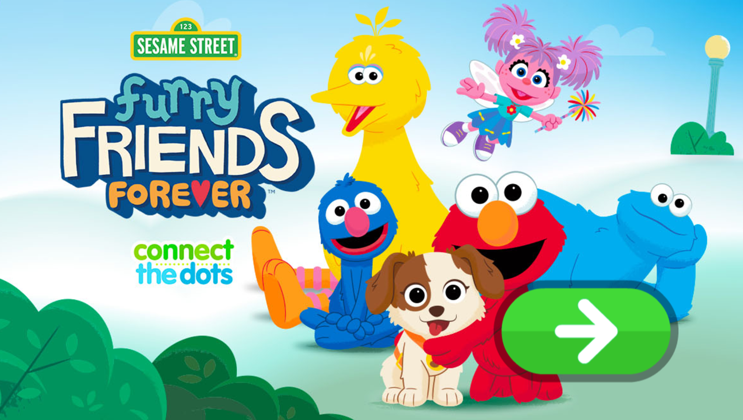 Sesame Street Furry Friends Forever Connect the Dots Game Welcome Screen Screenshot.