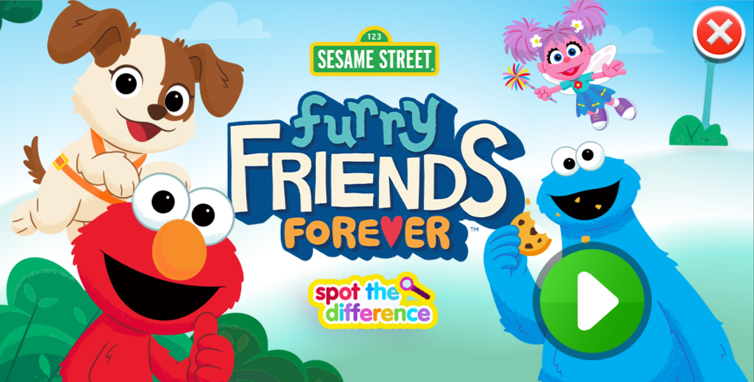 Sesame Street Furry Friends Forever Spot the Difference Game Welcome Screen Screenshot.