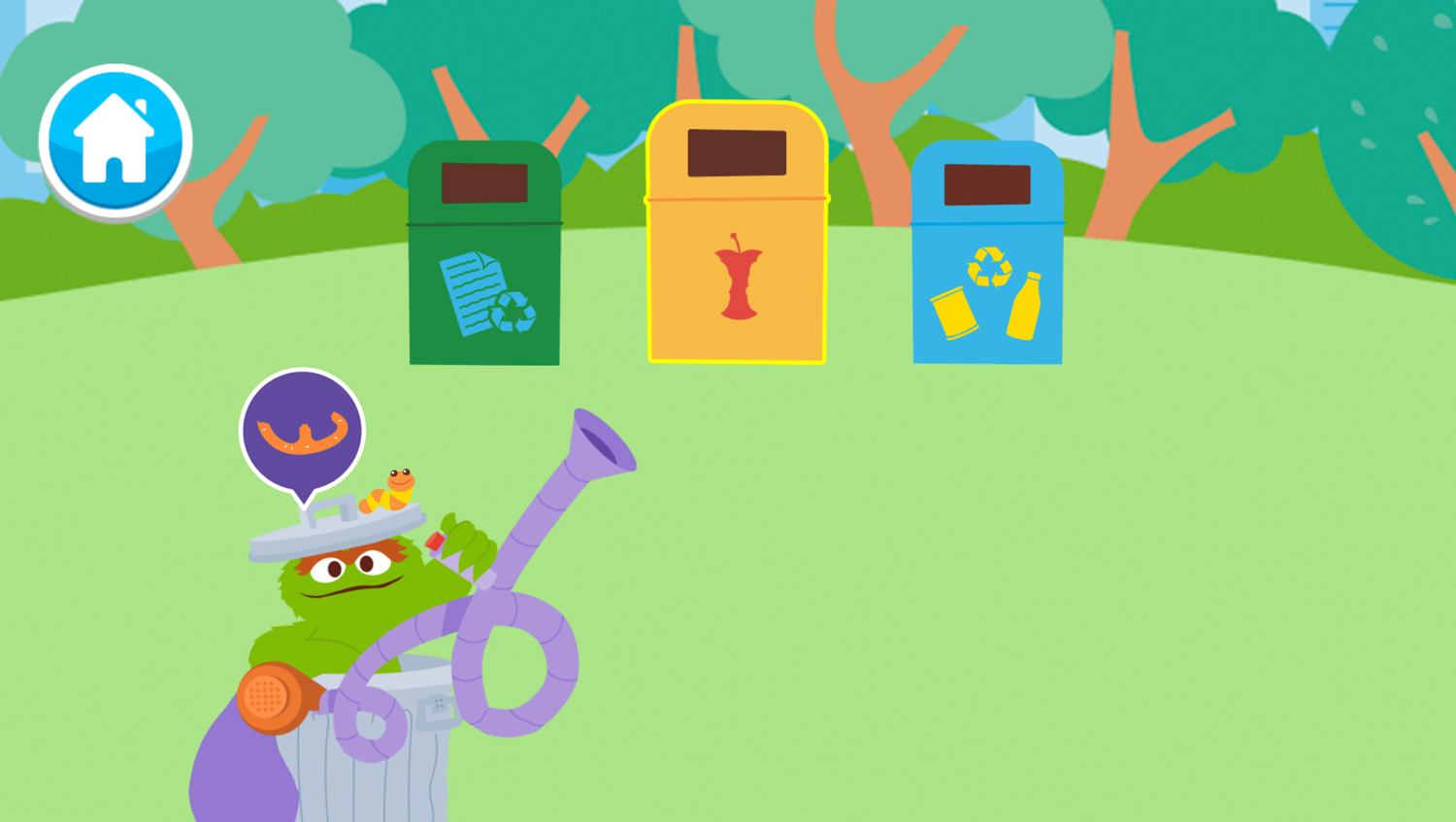 Sesame Street Go Green Game Recycling Segregating Trash Screenshot.