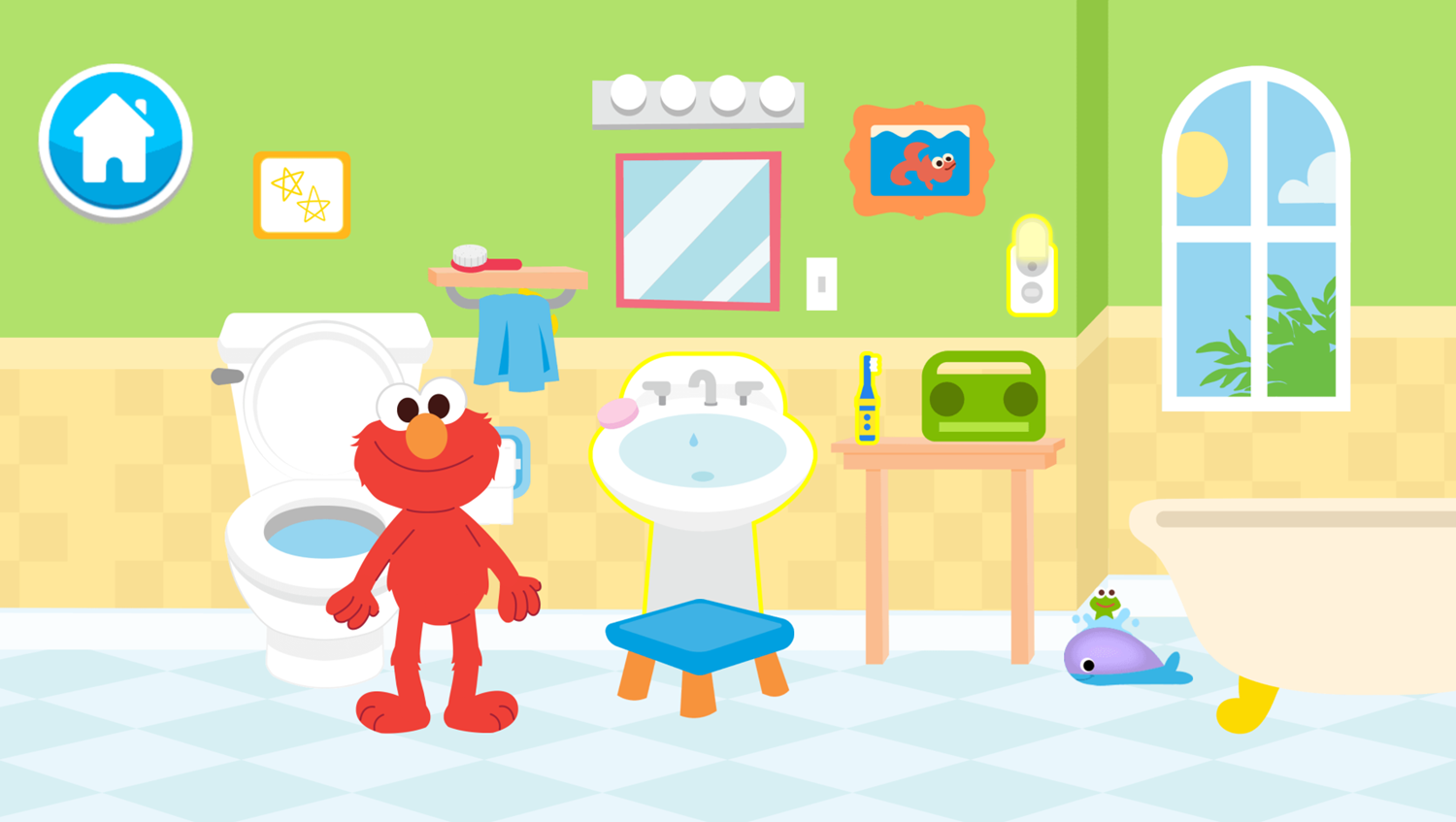 Sesame Street Go Green Game Saving Energy Bathroom Screenshot.