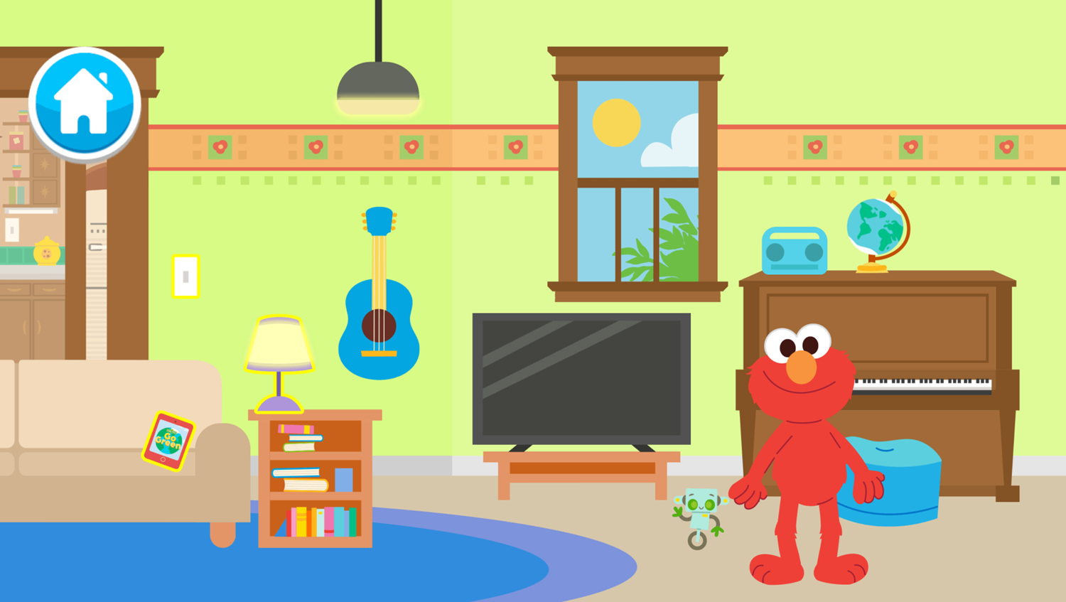 Sesame Street Go Green Game Saving Energy Living Room Screenshot.