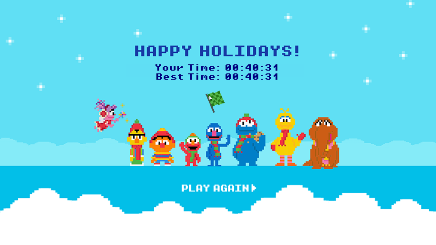 Sesame Street Grover's Motorcycle Mayhem Holiday Edition Game Score Screenshot.