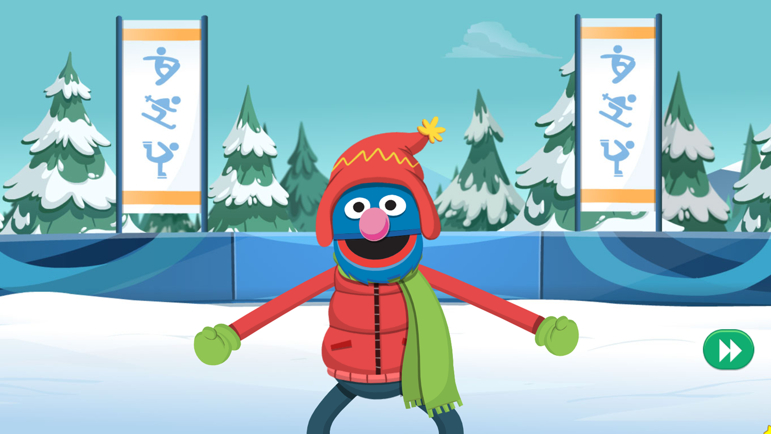 Sesame Street Grover's Winter Games Game Intro Screenshot.