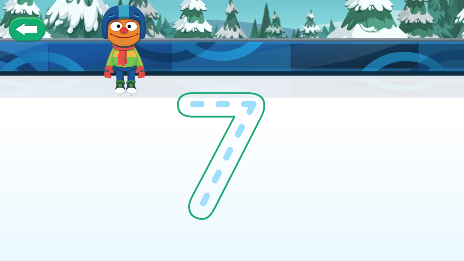 Sesame Street Grover's Winter Games Game Skating Start Screenshot.