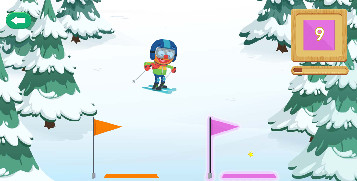 Sesame Street Grover's Winter Games Game Skiing Speed Round Screenshot.