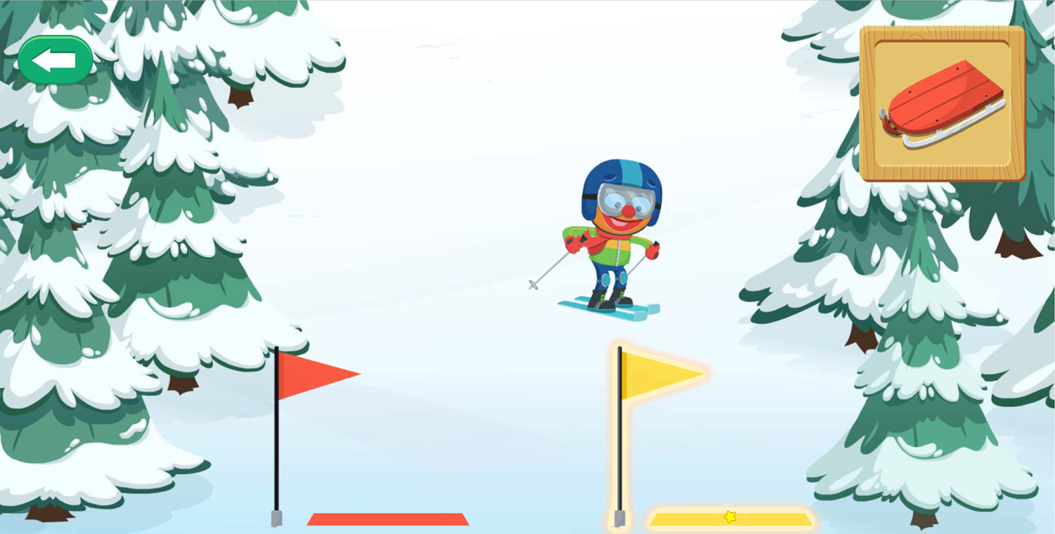 Sesame Street Grover's Winter Games Skiing Game Screenshot.