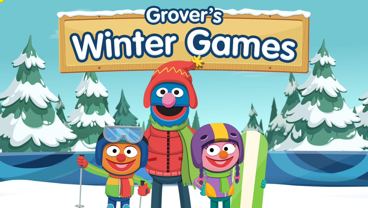 Sesame Street Grover's Winter Games Game Welcome Screen Screenshot.