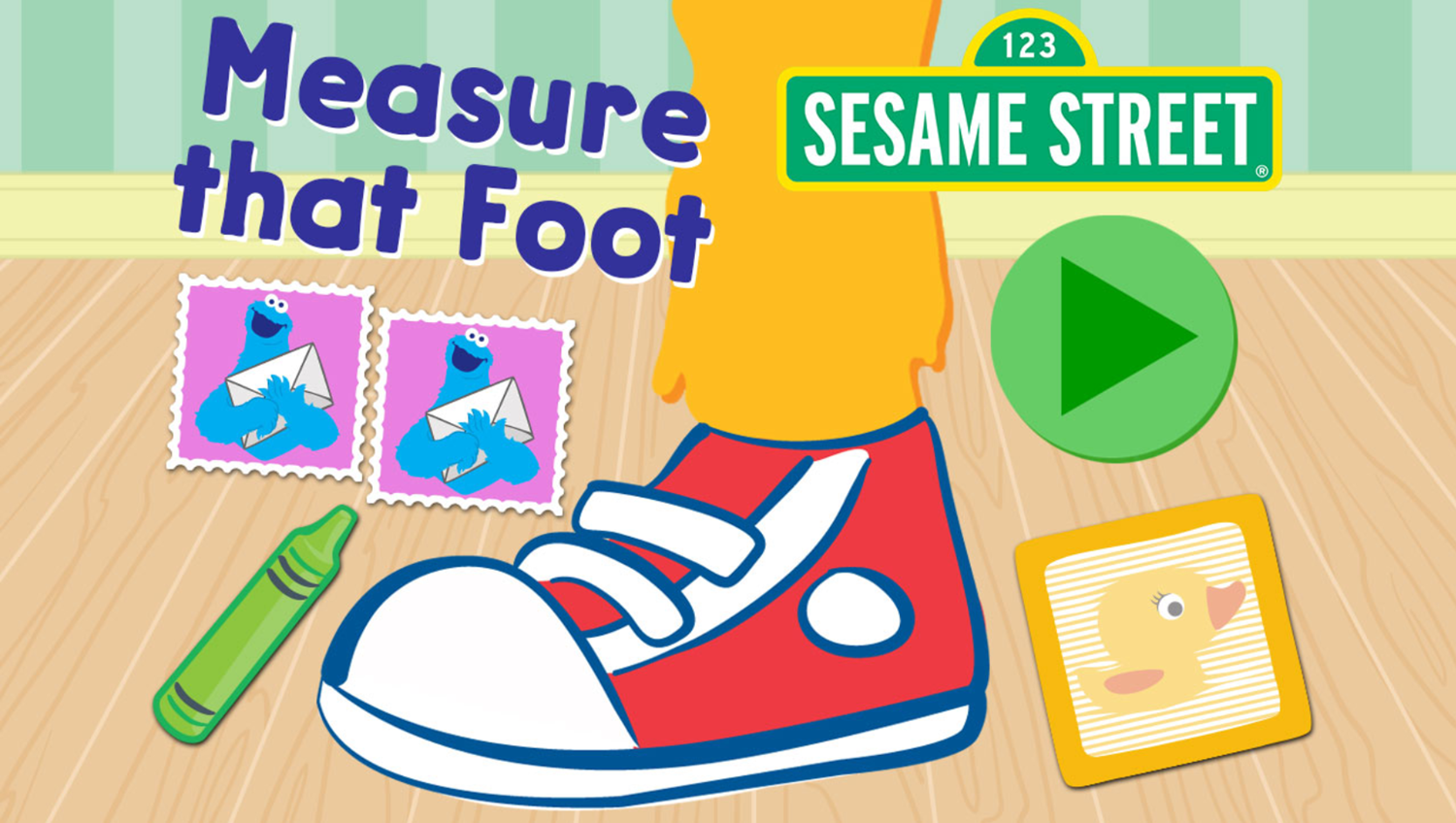 Sesame Street Measure That Foot Game Welcome Screen Screenshot.