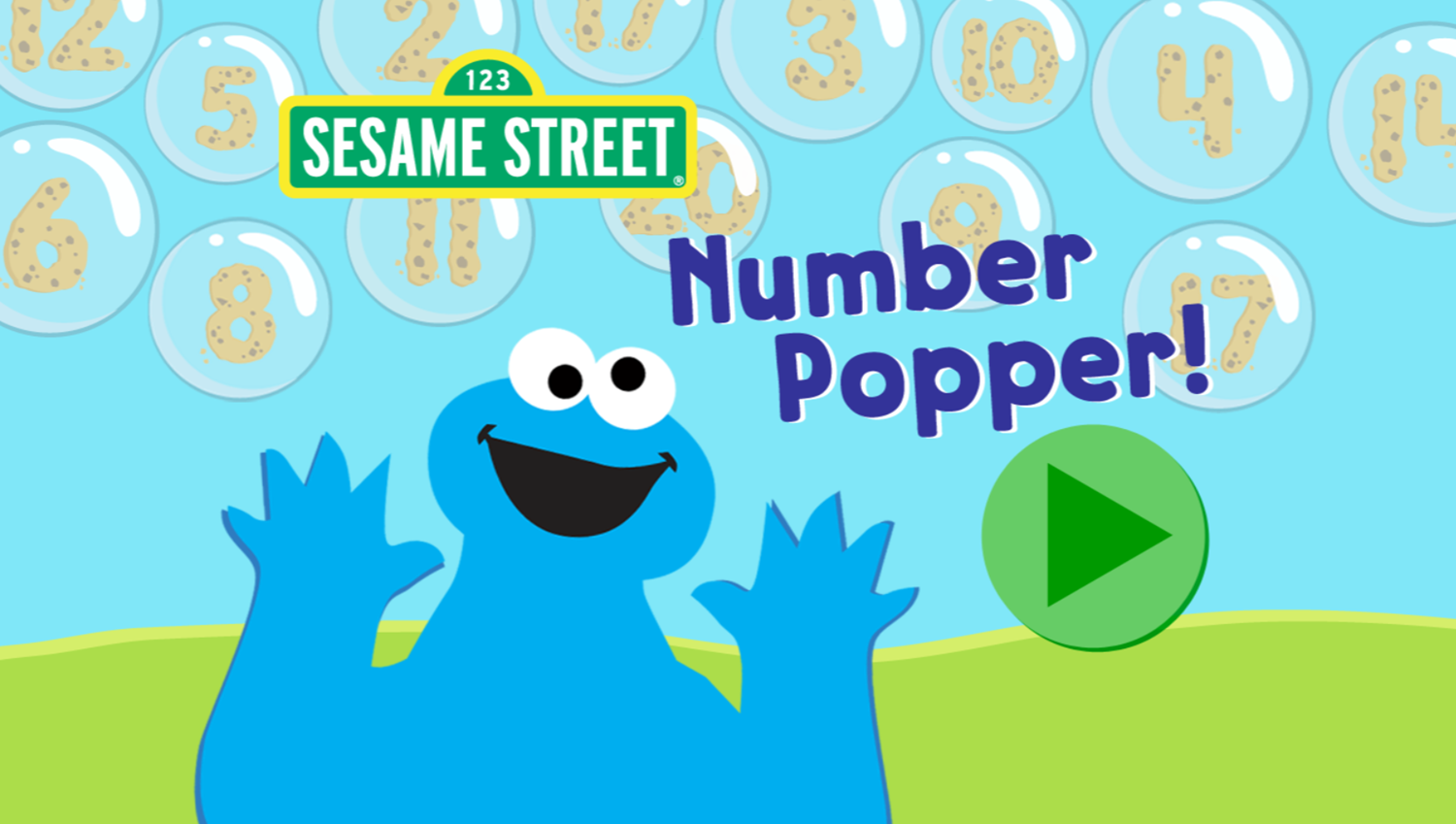 Sesame Street Number Popper Game Welcome Screen Screenshot.