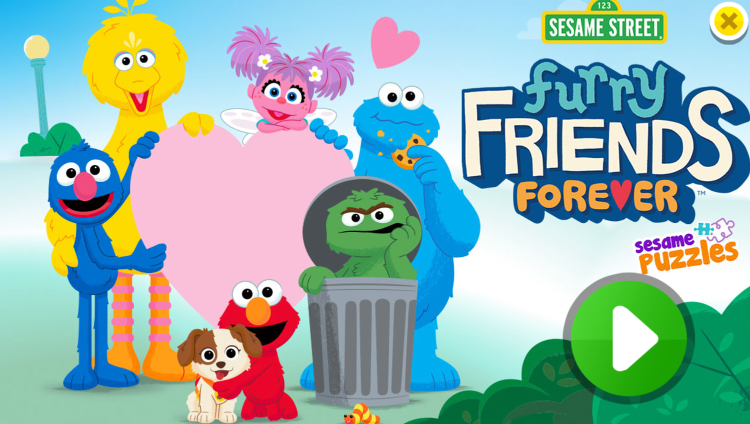Sesame Street Sesame Puzzles Furry Friends Forever Game Welcome Screen Screenshot.