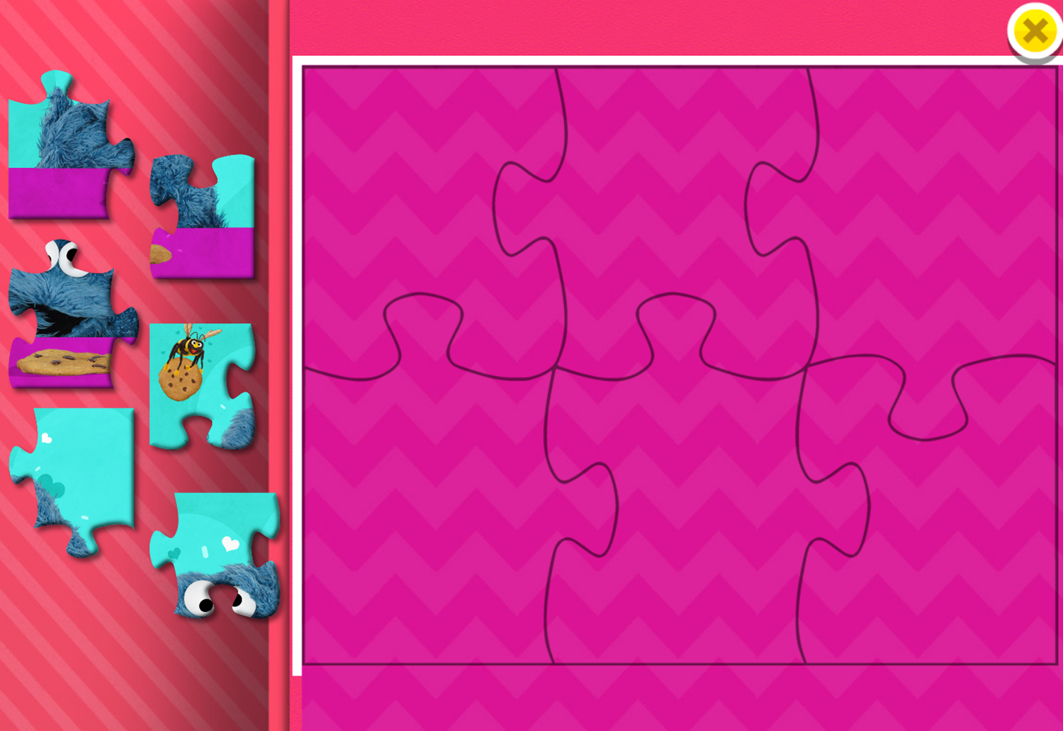 Sesame Street Sesame Puzzles Valentine's Day Game Puzzle Start Screenshot.