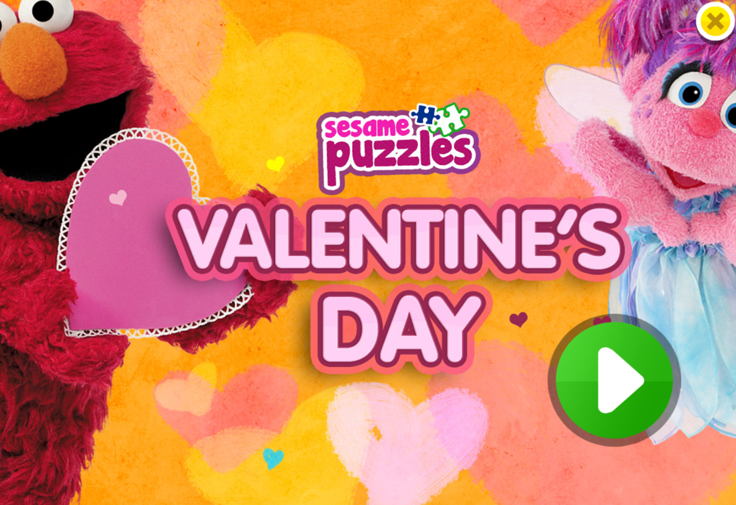 Sesame Street Sesame Puzzles Valentine's Day Game Welcome Screen Screenshot.