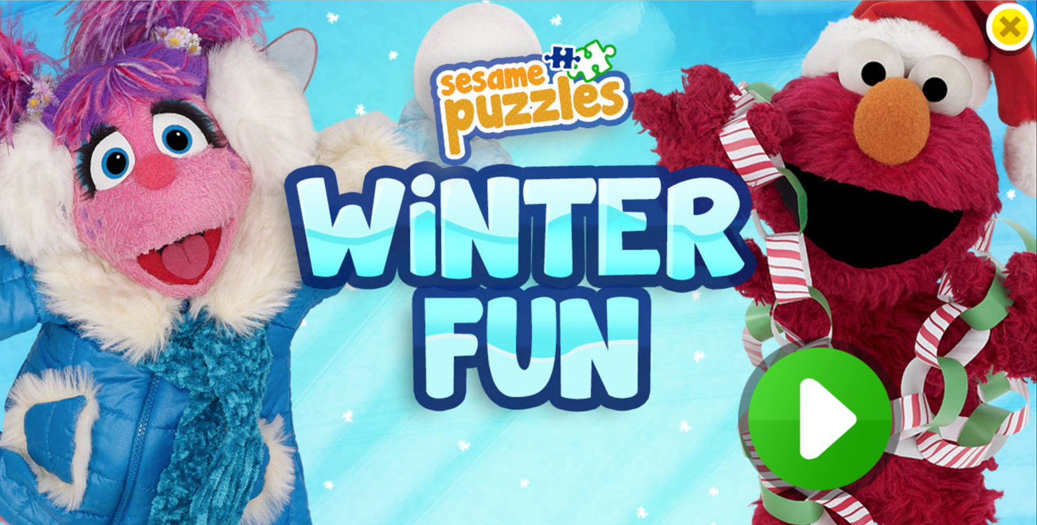 Sesame Street Sesame Puzzles Winter Fun Game Welcome Screen Screenshot.
