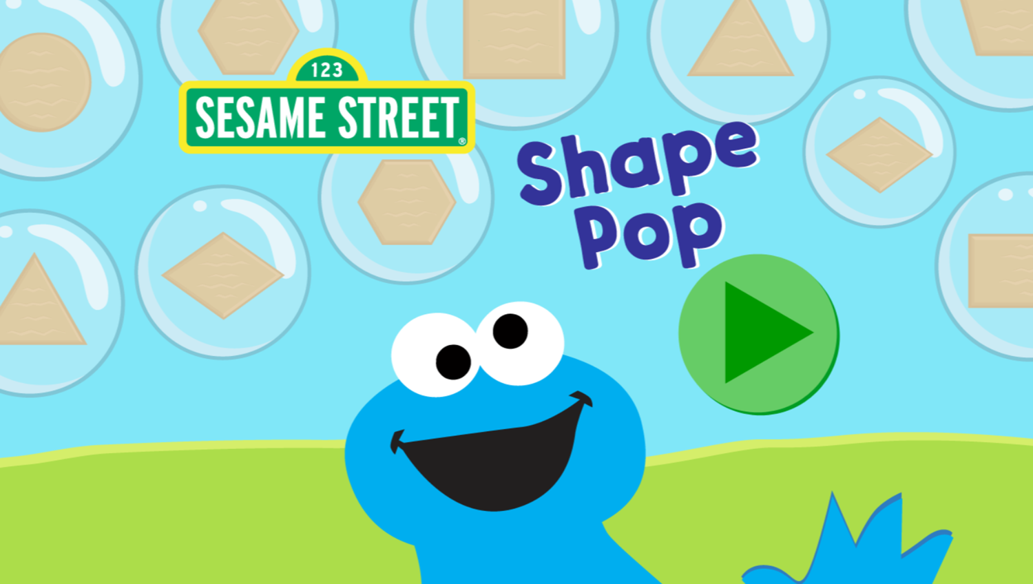 Sesame Street Shape Pop Game Welcome Screen Screenshot.