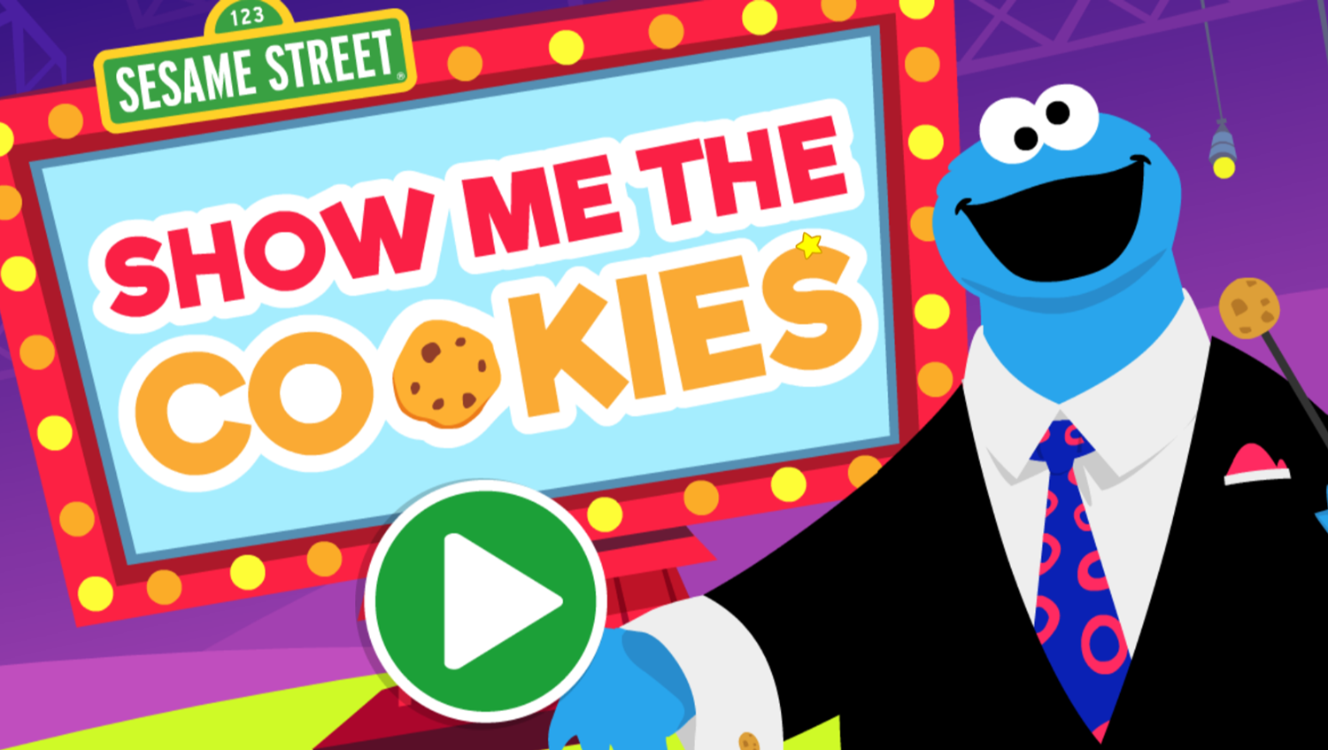 Sesame Street Show Me The Cookies Game Welcome Screen Screenshot.