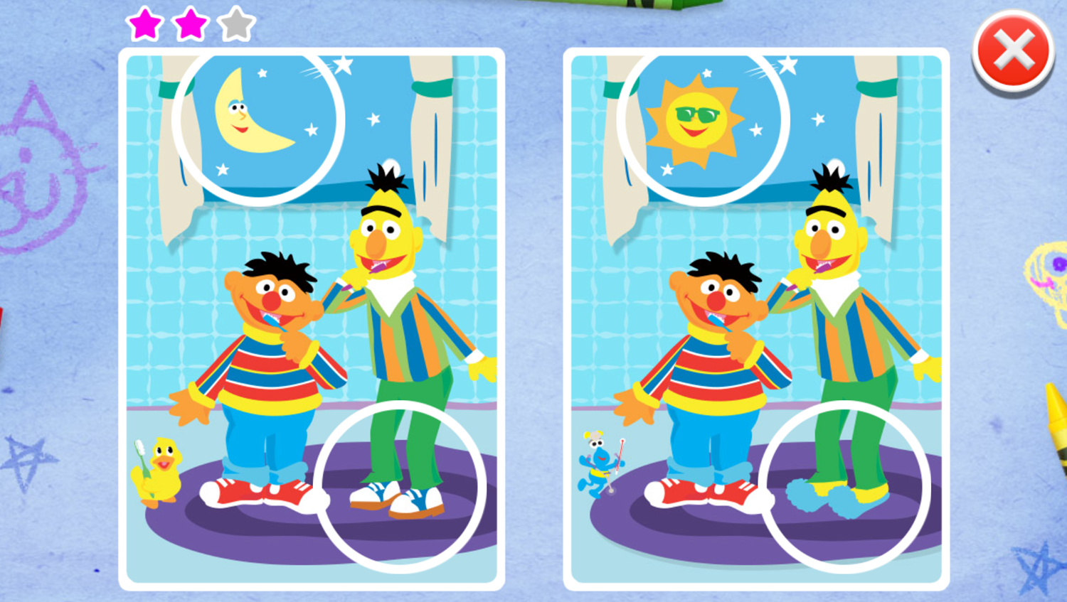 Sesame Street Spot the Difference Bert and Ernie Game Find Difference Screenshot.