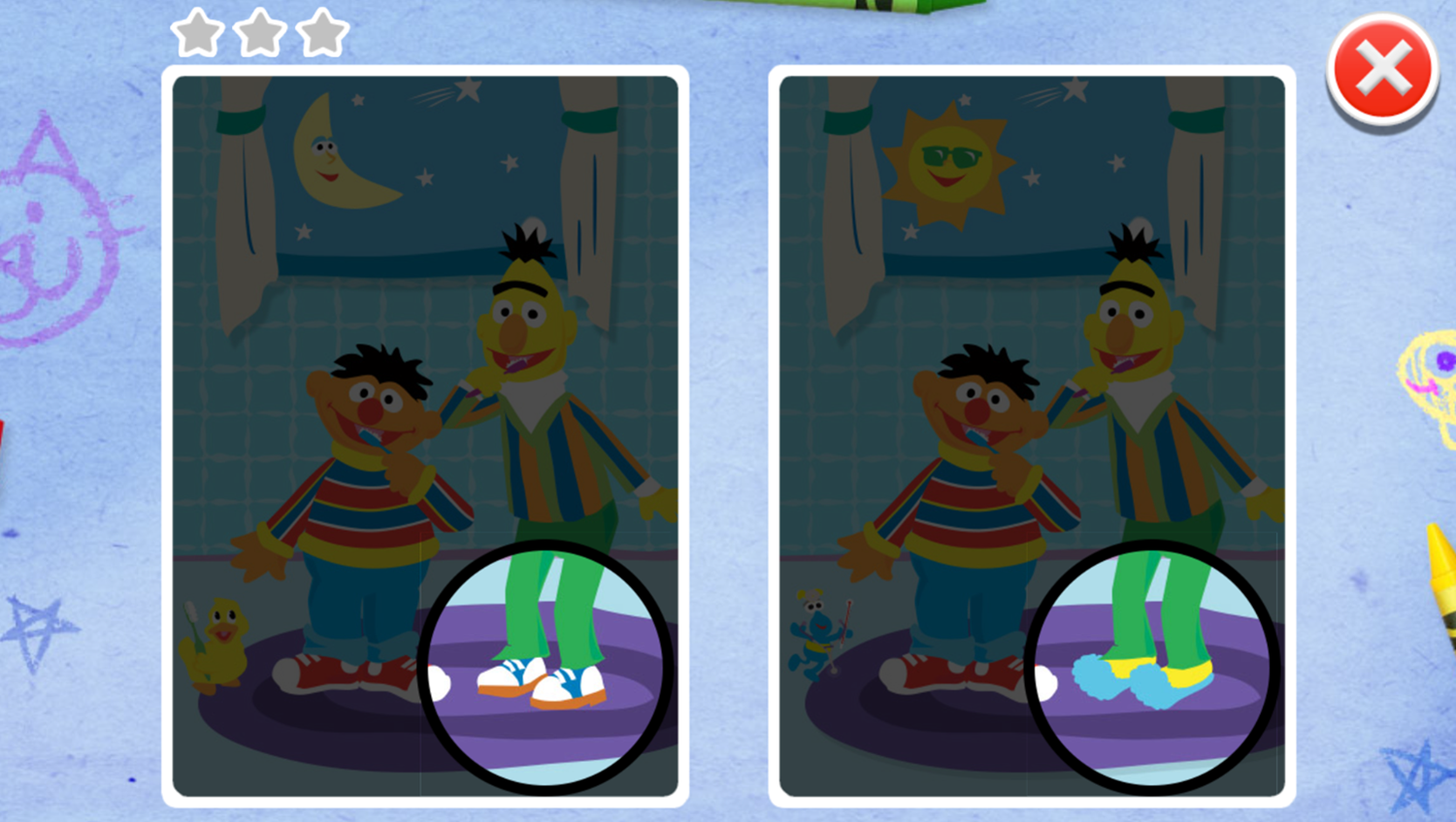 Sesame Street Spot the Difference Bert and Ernie Game How To Play Screenshot.