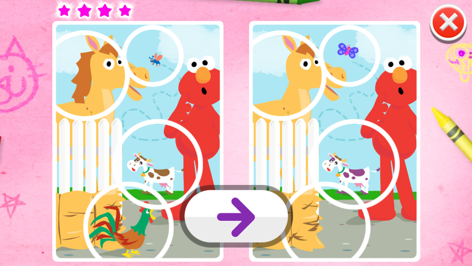 Sesame Street Spot the Difference Elmo Game Level Complete Screenshot.