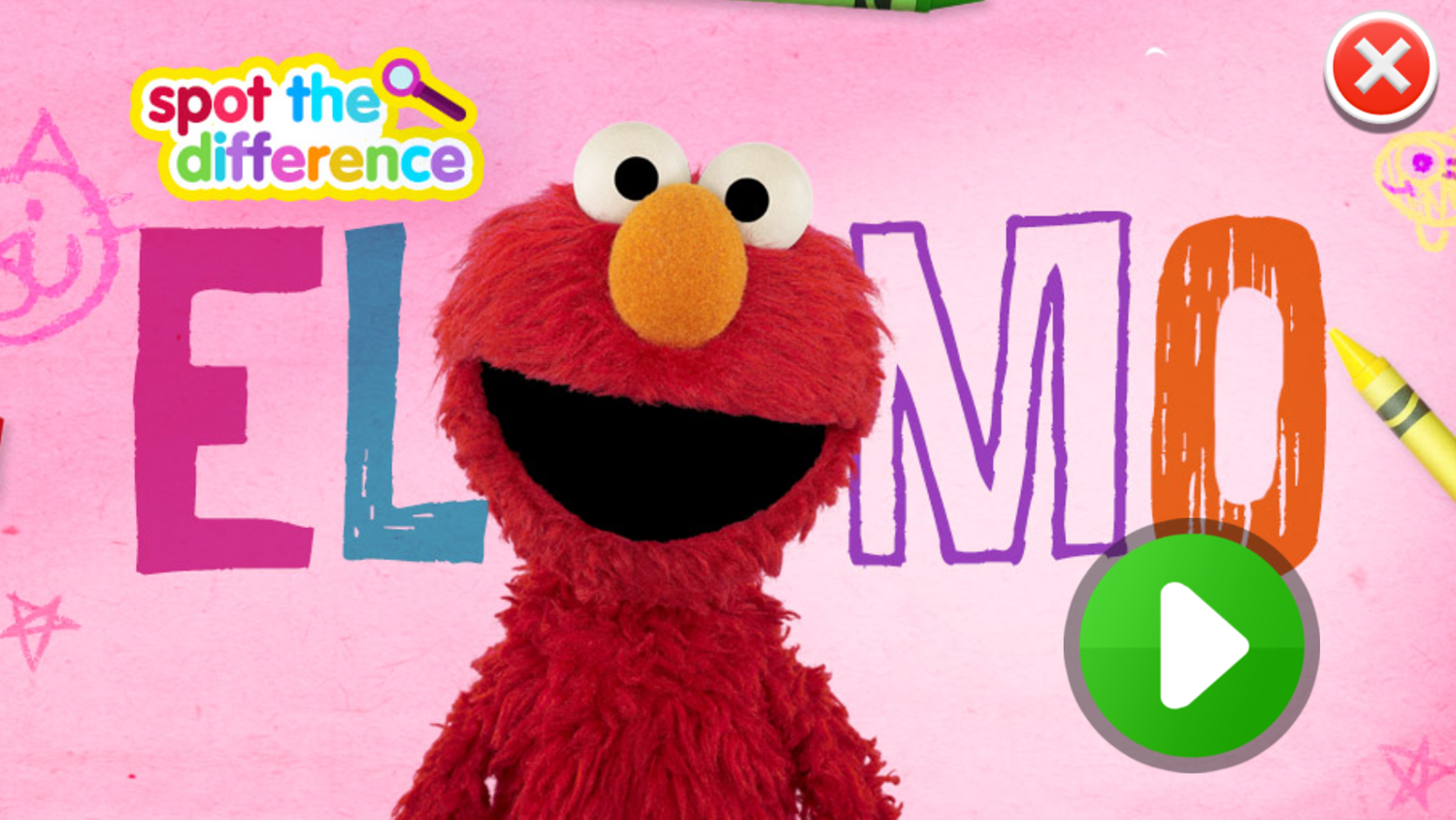 Sesame Street Spot the Difference Elmo Game Welcome Screen Screenshot.