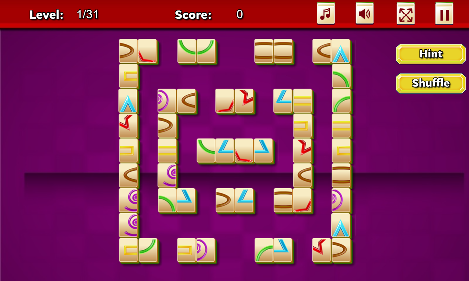 Shape Mahjong Game Start Screenshot.