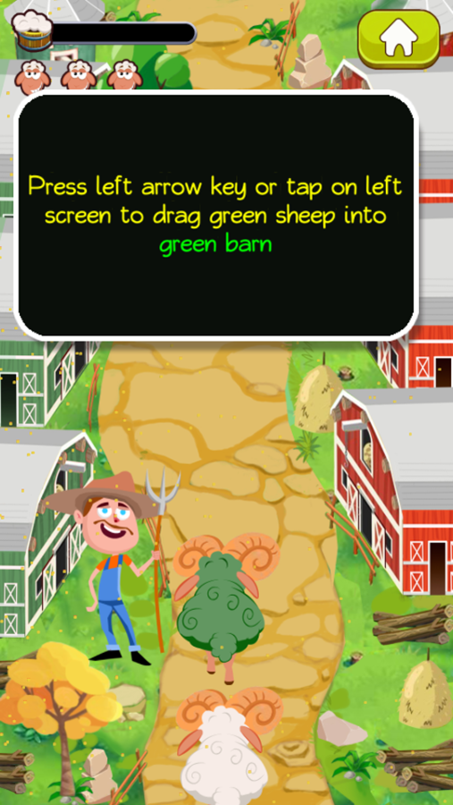 Sheep Rush Game Instructions Screenshot.